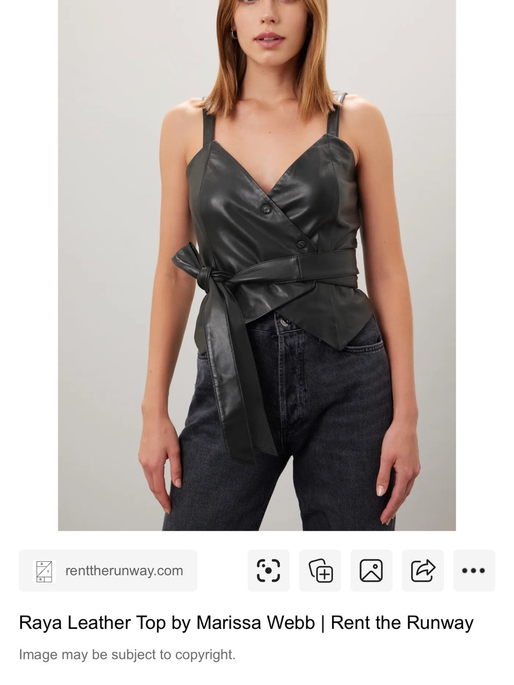 Marissa Webb Faux Leather Wrap Tank in Black